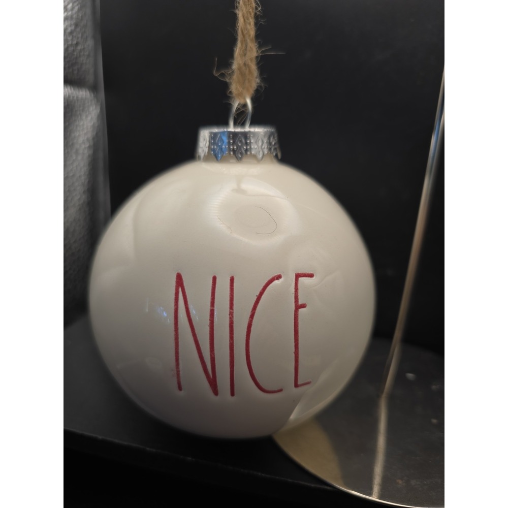 Rae Dunn Artisan Collection by Magenta White Christmas Ball Ornament NICE In Red